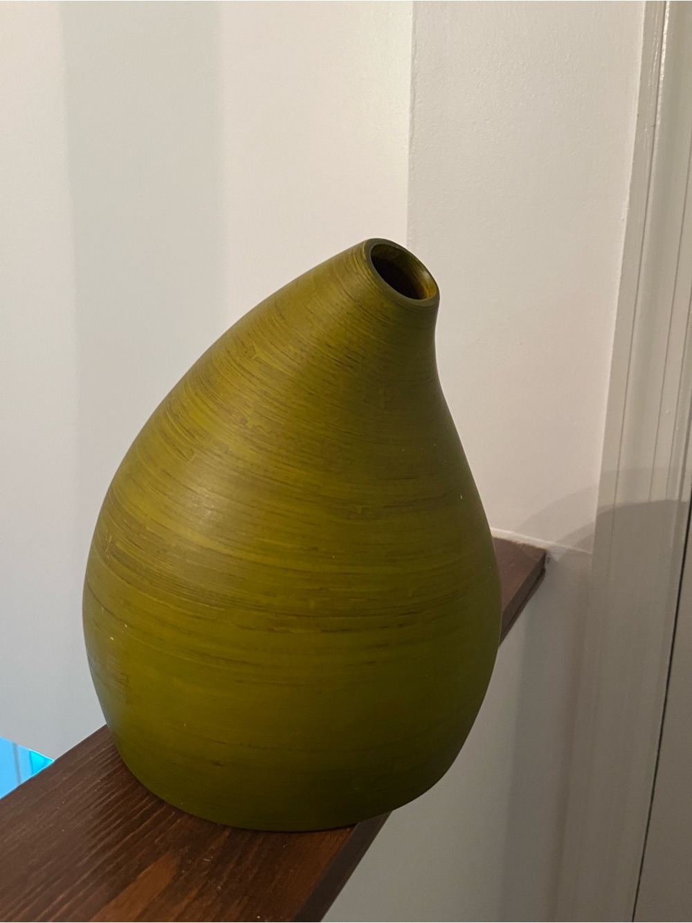 Olive Green Decorative Bamboo Vase - Made by Artisan in Sarlat, France